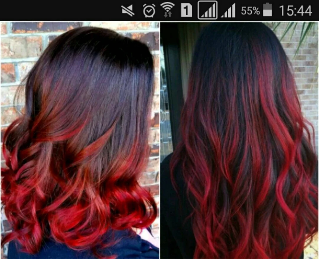 Красный шатуш на темные волосы
