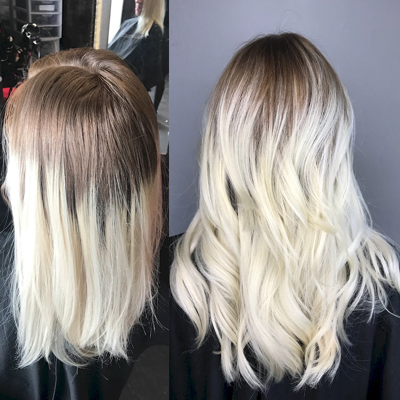 Растяжка цвета на волосах для блондинок