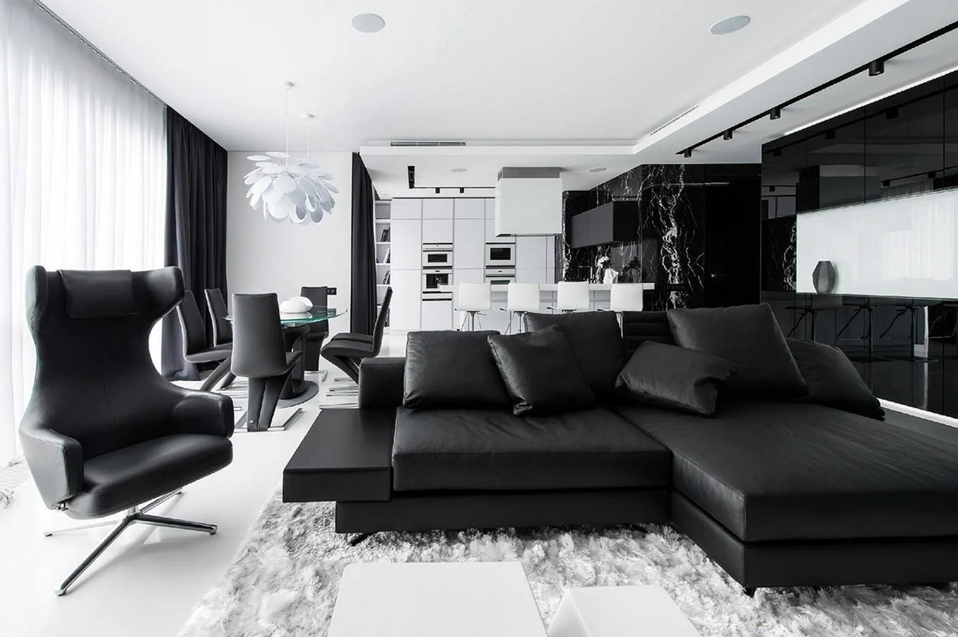 Черно белый интерьер квартиры