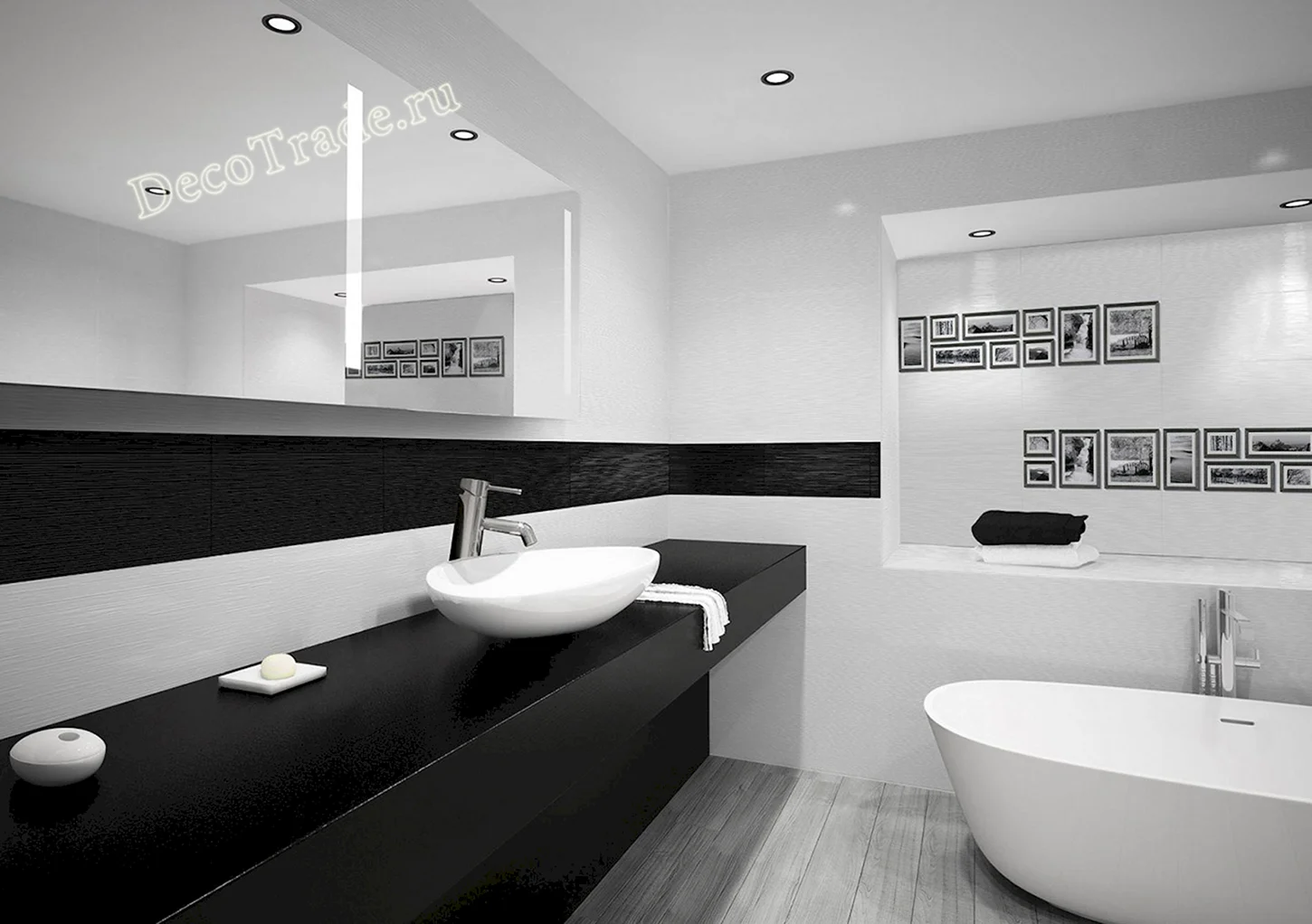 Ванная комната в черно белом цвете