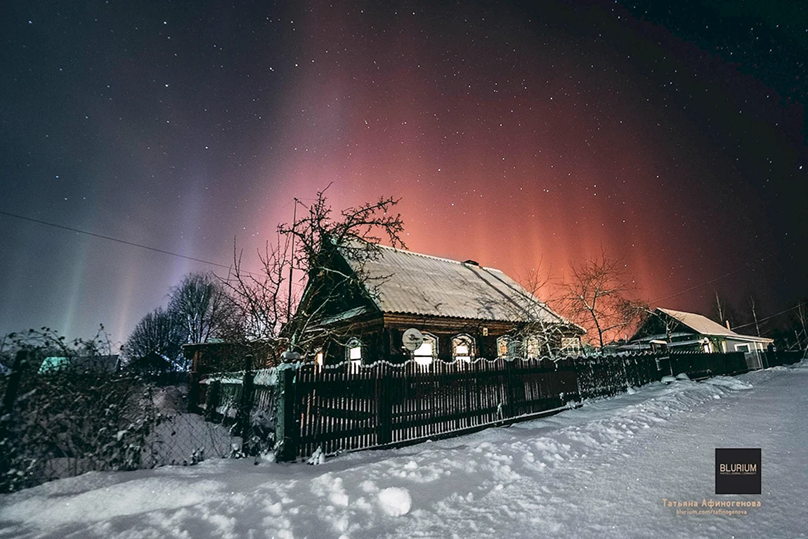 Зимняя ночь в деревне (58 фото)