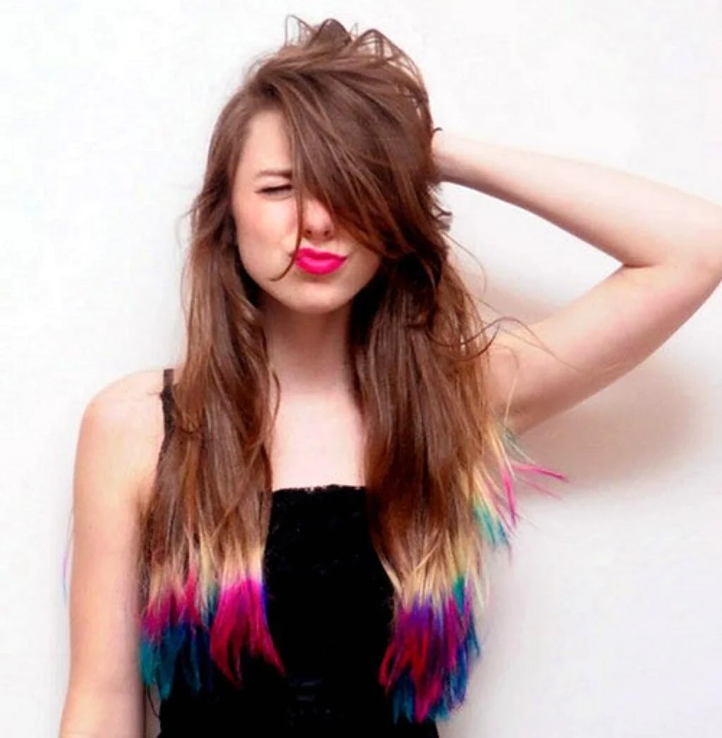 Dip Dye на темные волосы