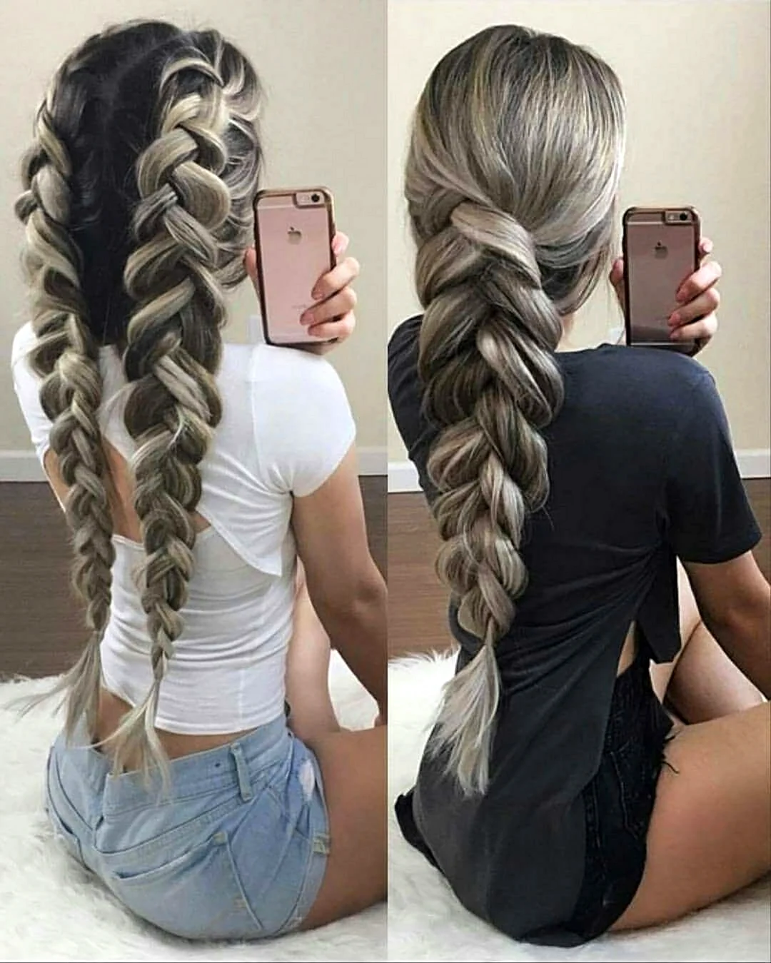 Две косички объемные
