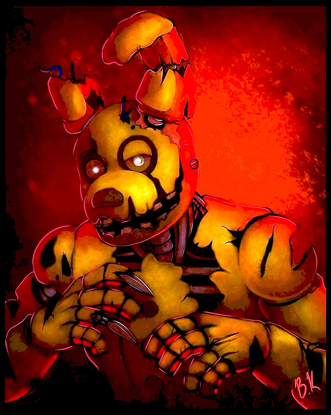 Five nights at frederikas. Five Nights at Freddy's арт СПРИНГТРАП. Спринг Фокси. Спринг трап арт. Спринг Бонни и СПРИНГТРАП.