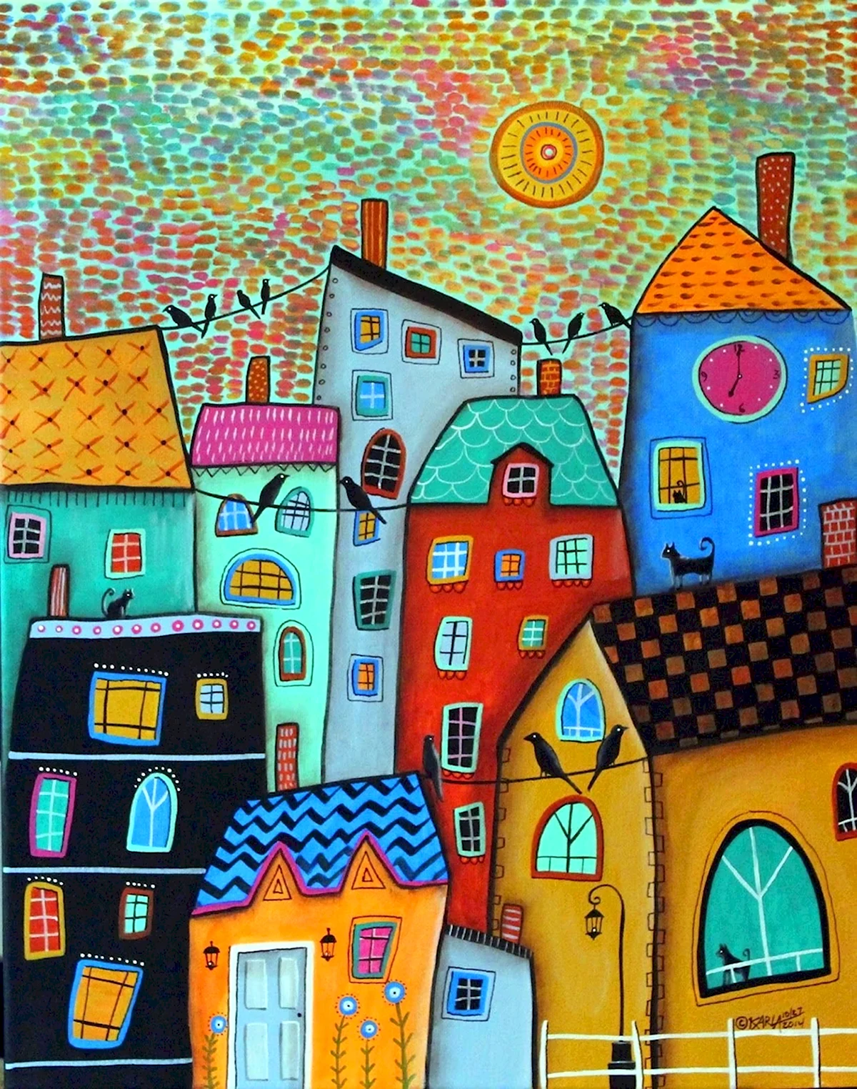 Рисунок ярких домов