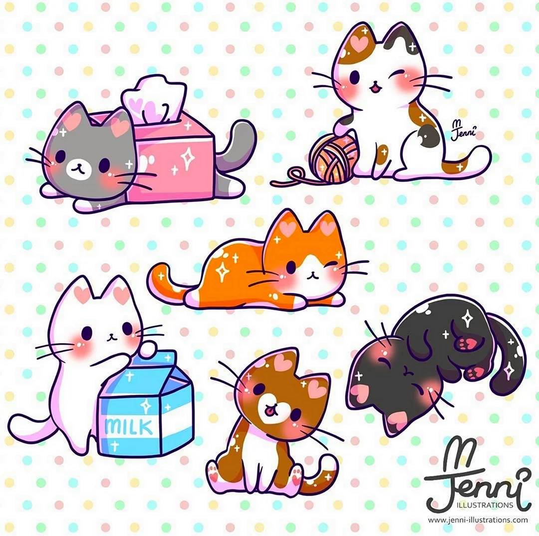 Милые маленькие рисунки котики