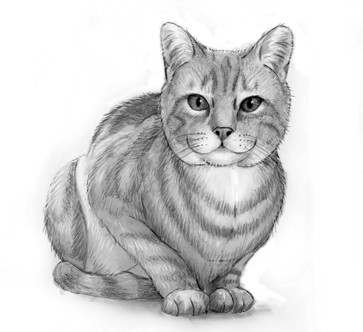 Кошка карандашом