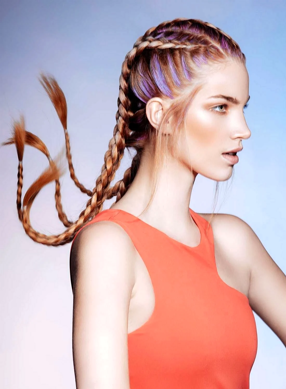 Косички Boxer-Braids. Косички на голове. Четыре колоска на голове. Коса по всей голове.