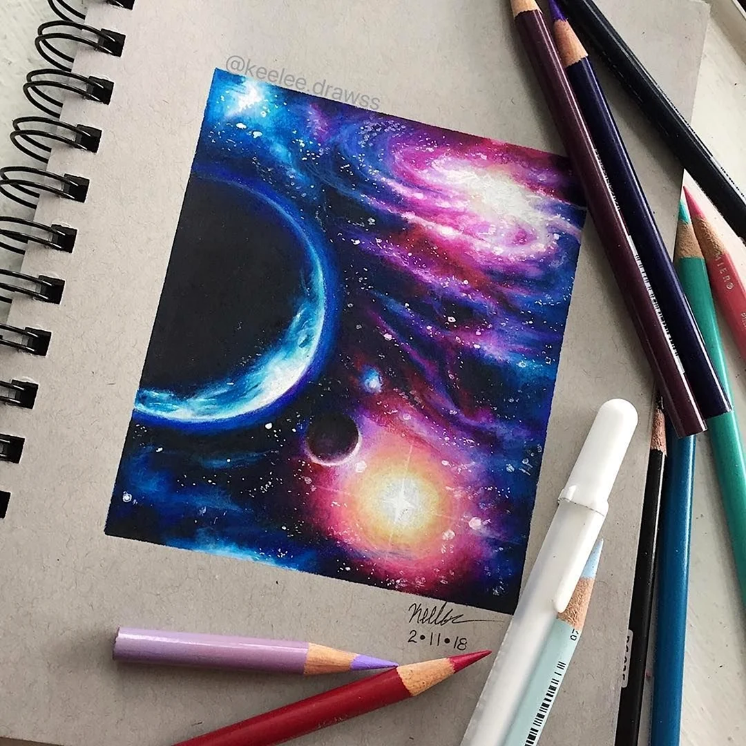 Космос цветными карандашами