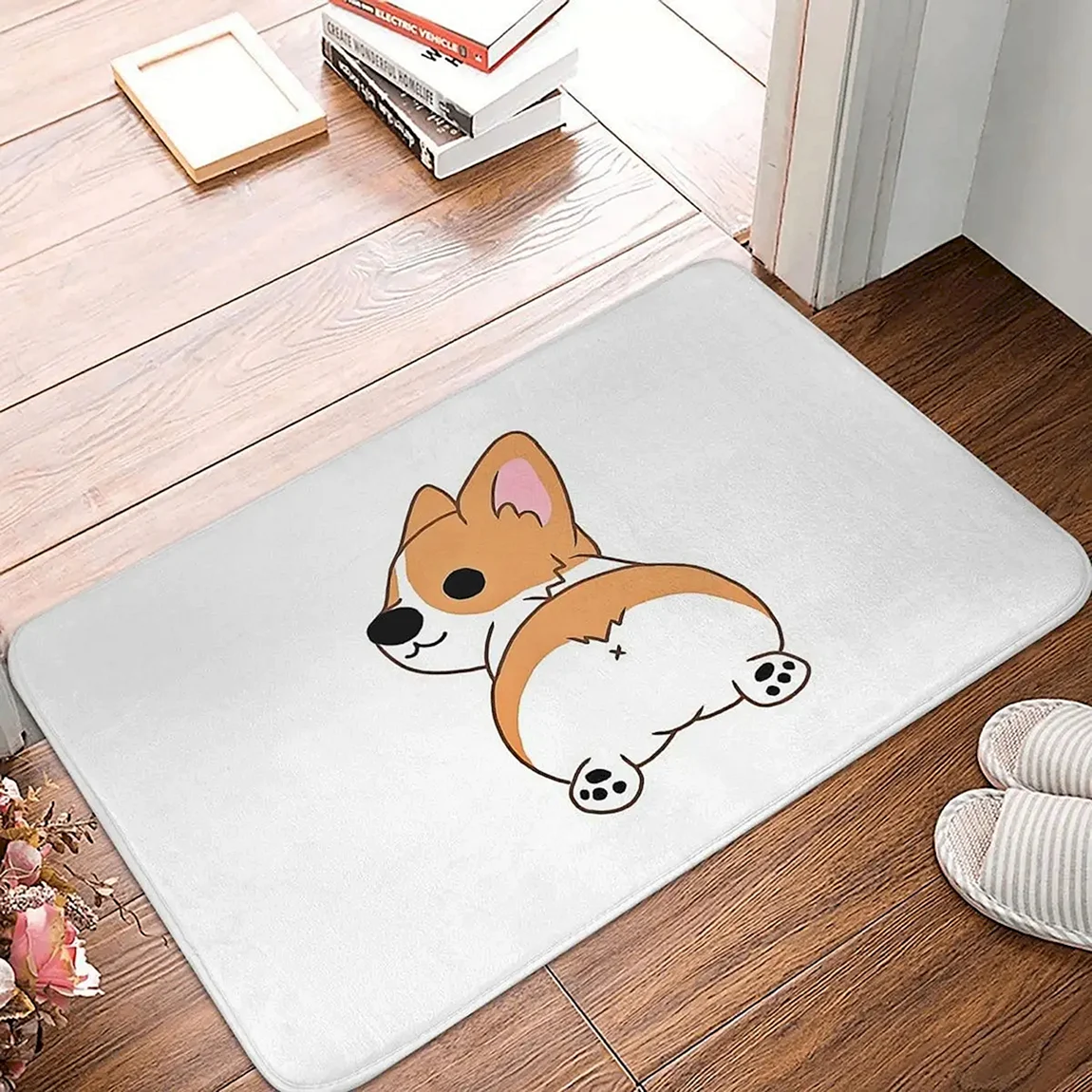 Коврик корги из пряжи