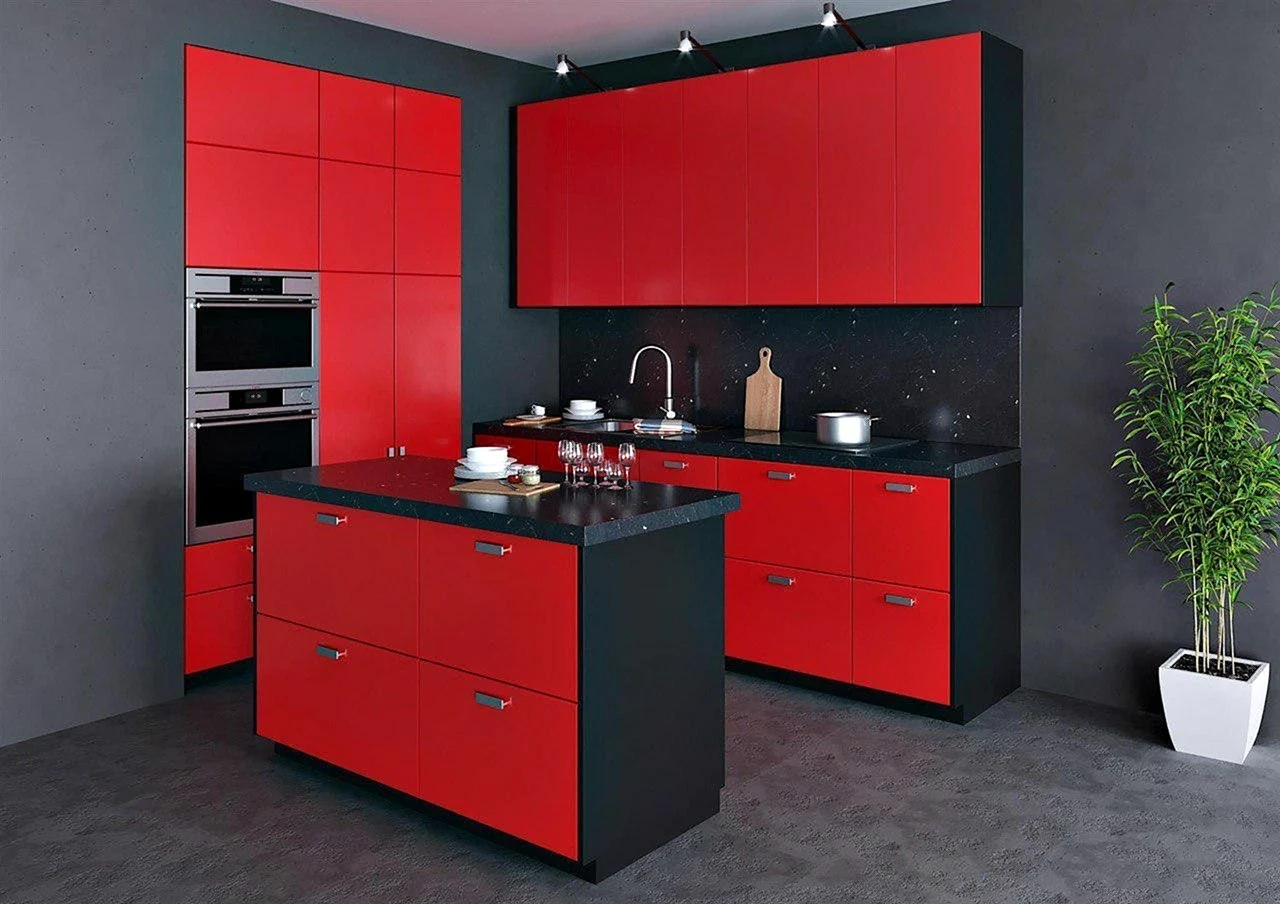 Красно-черная кухня: идеи дизайна (70 фото)