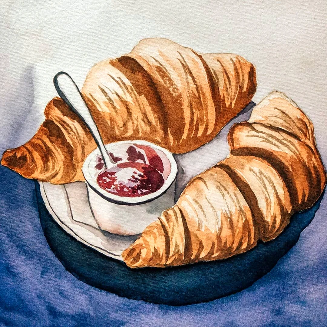 Круассан акварелью