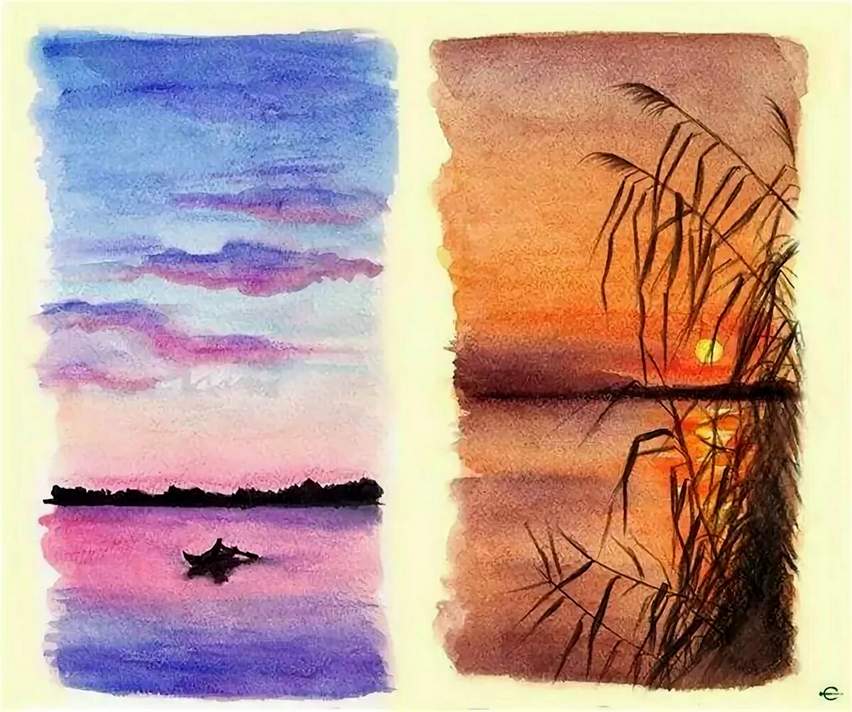 Лёгкие пейзажи акварелью