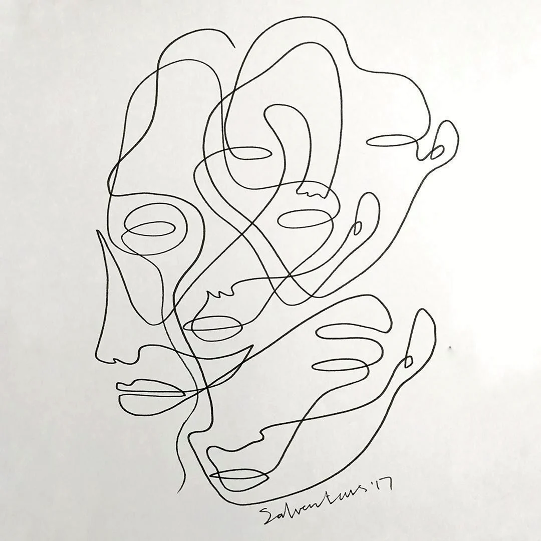 Рисунок лица одной линией