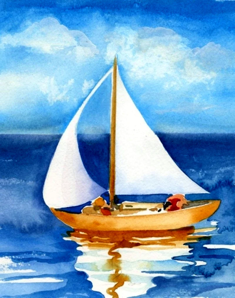 Морской пейзаж с корабликом