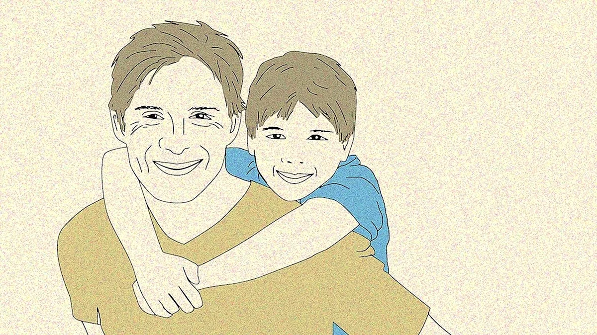Папа и сын рисунок