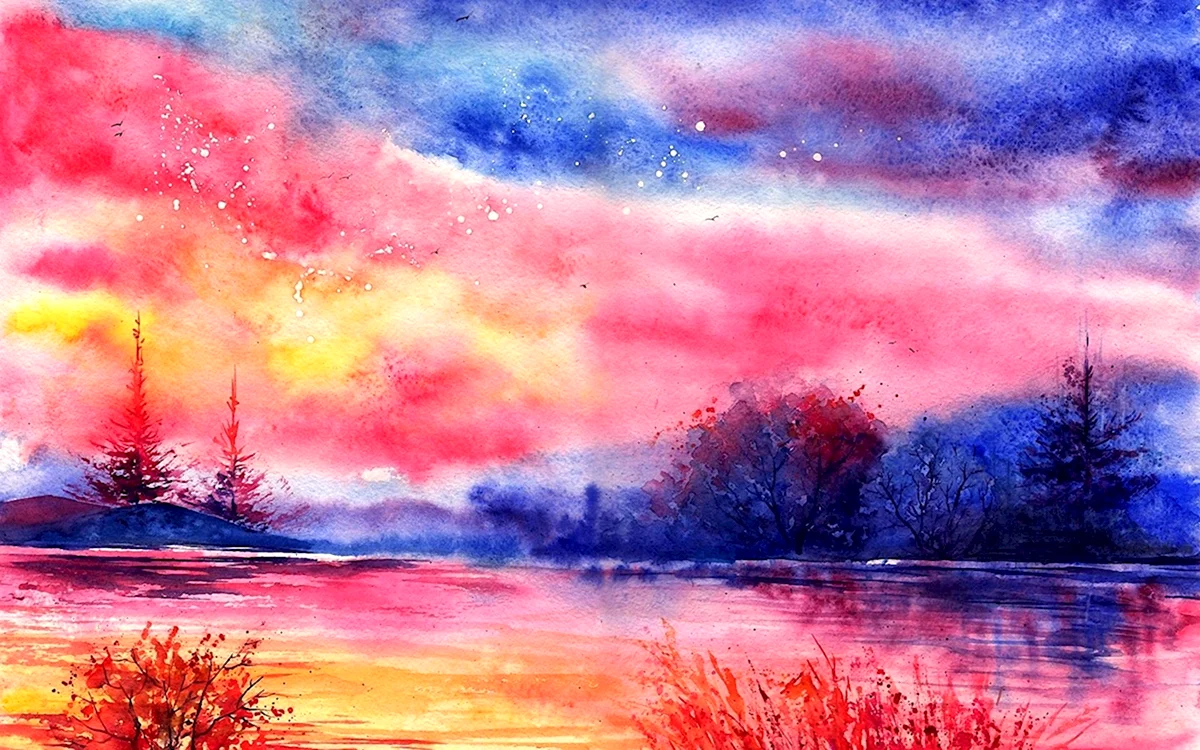 Пейзаж акварелью