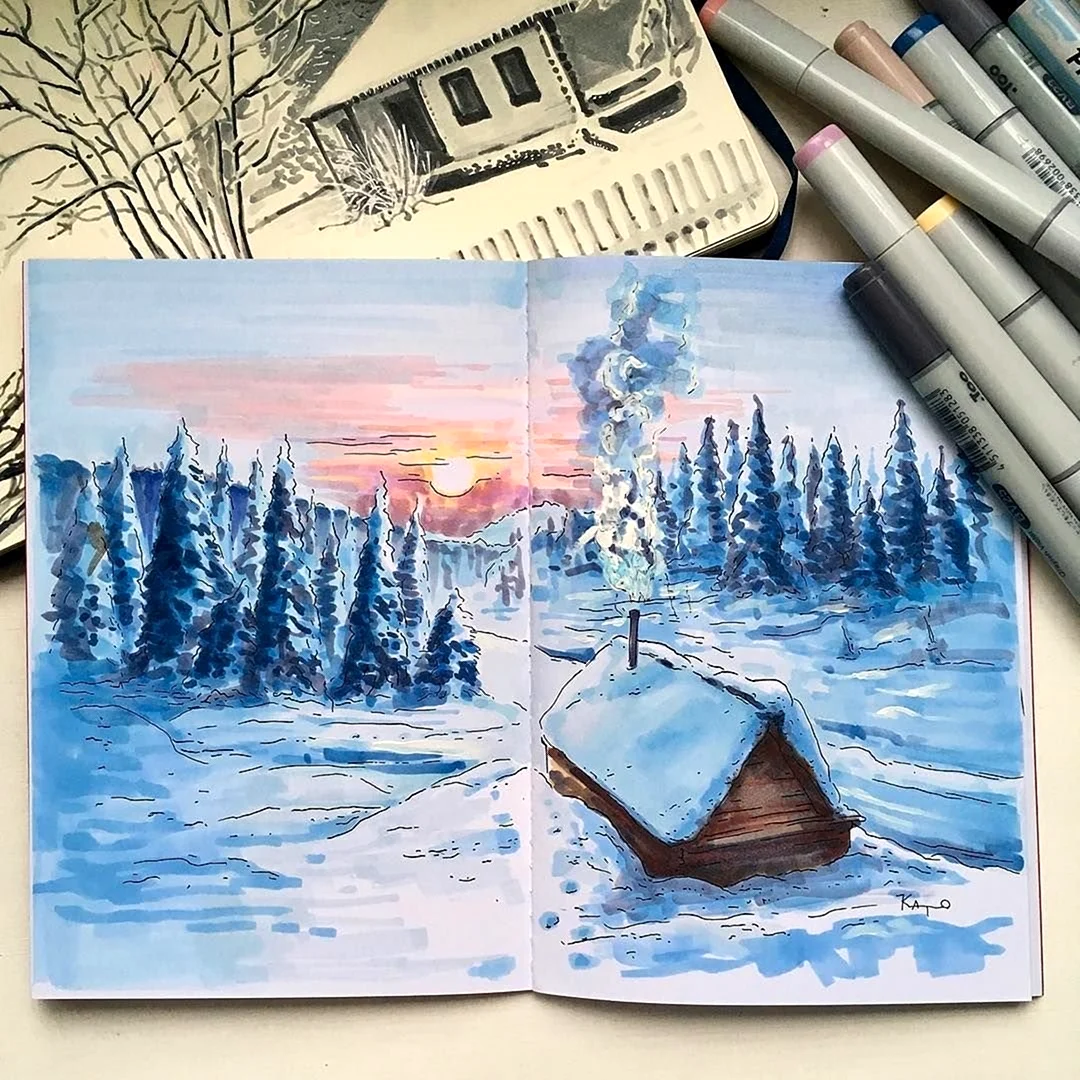 Пейзаж маркерами