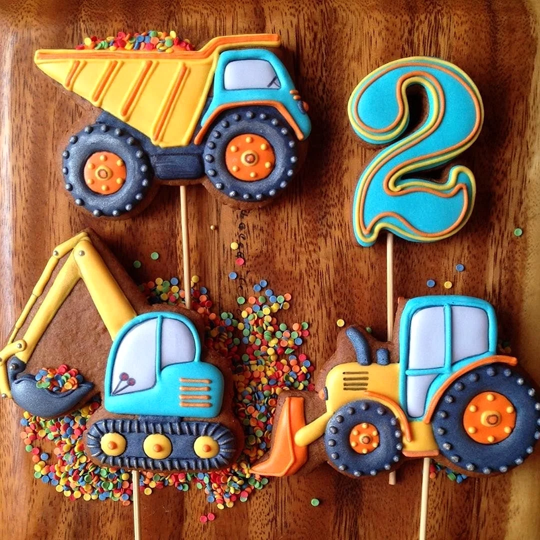 Торт синий трактор с пряниками