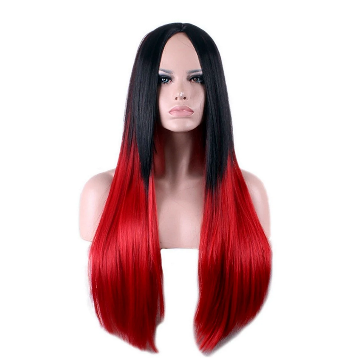 Red hair Ombre Wig long Black