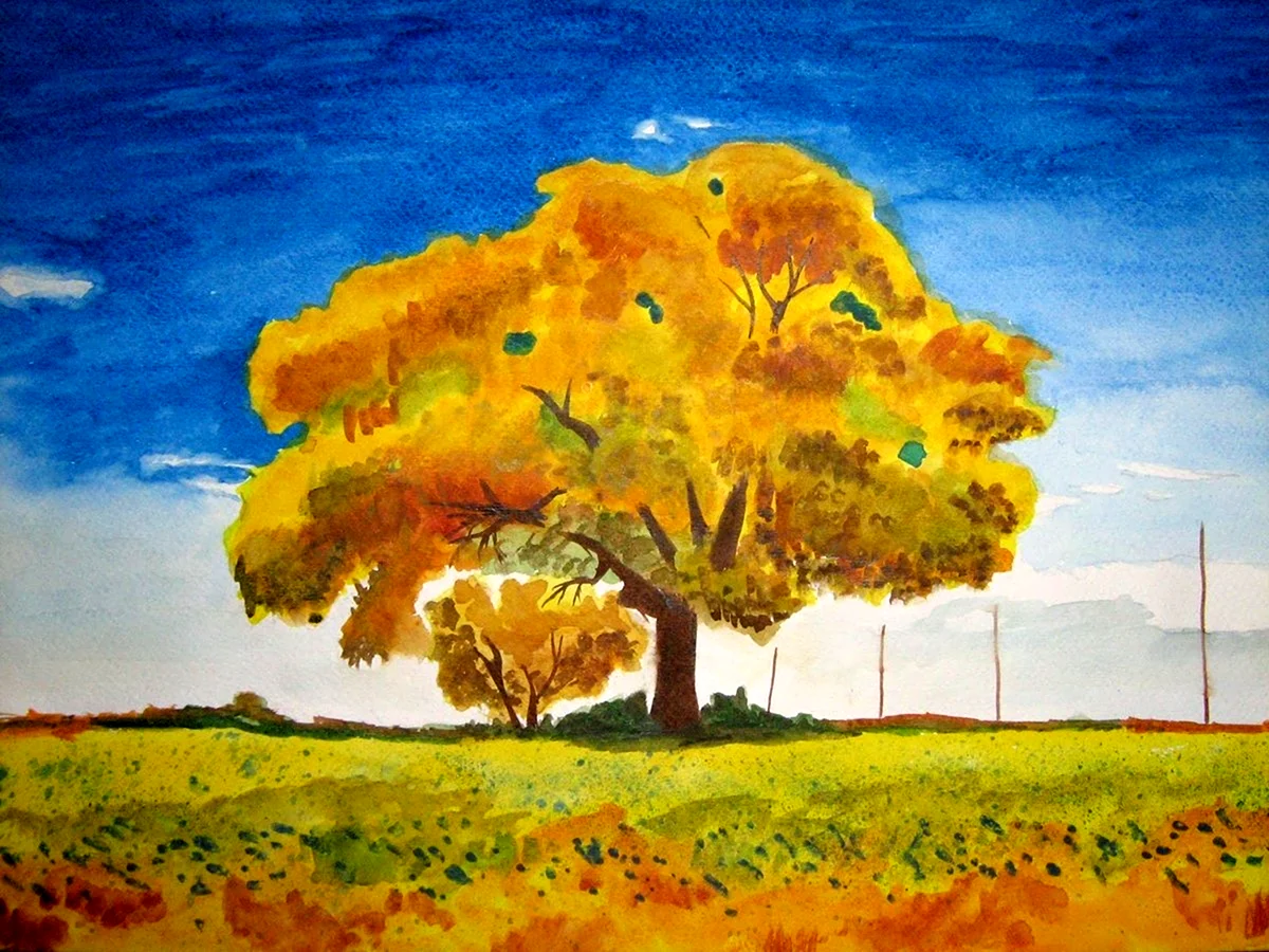 Рисование осеннего пейзажа