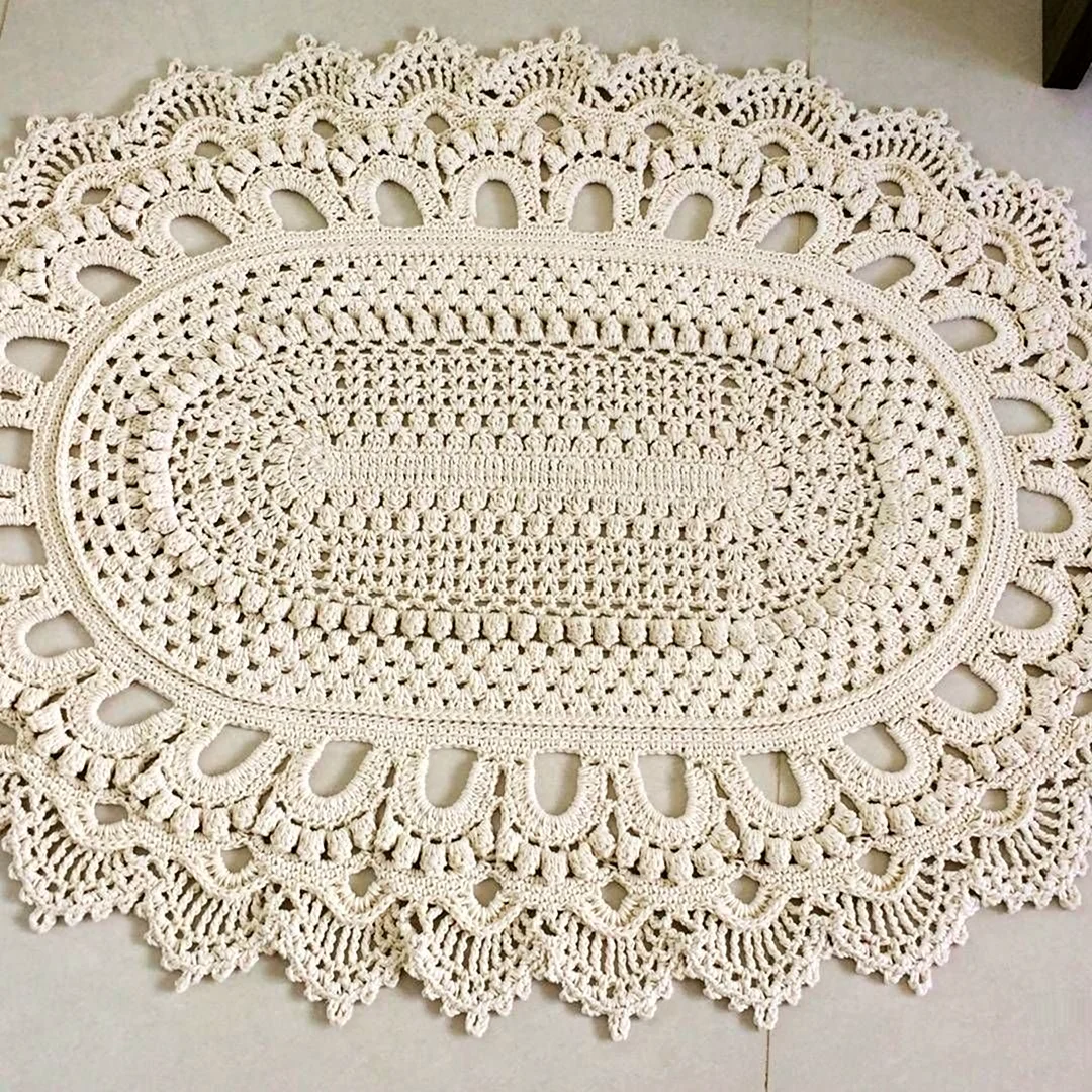 Коврики из джута овальные. Ковер Марион из полиэфирного шнура. Crochet Lace овальная салфетка.