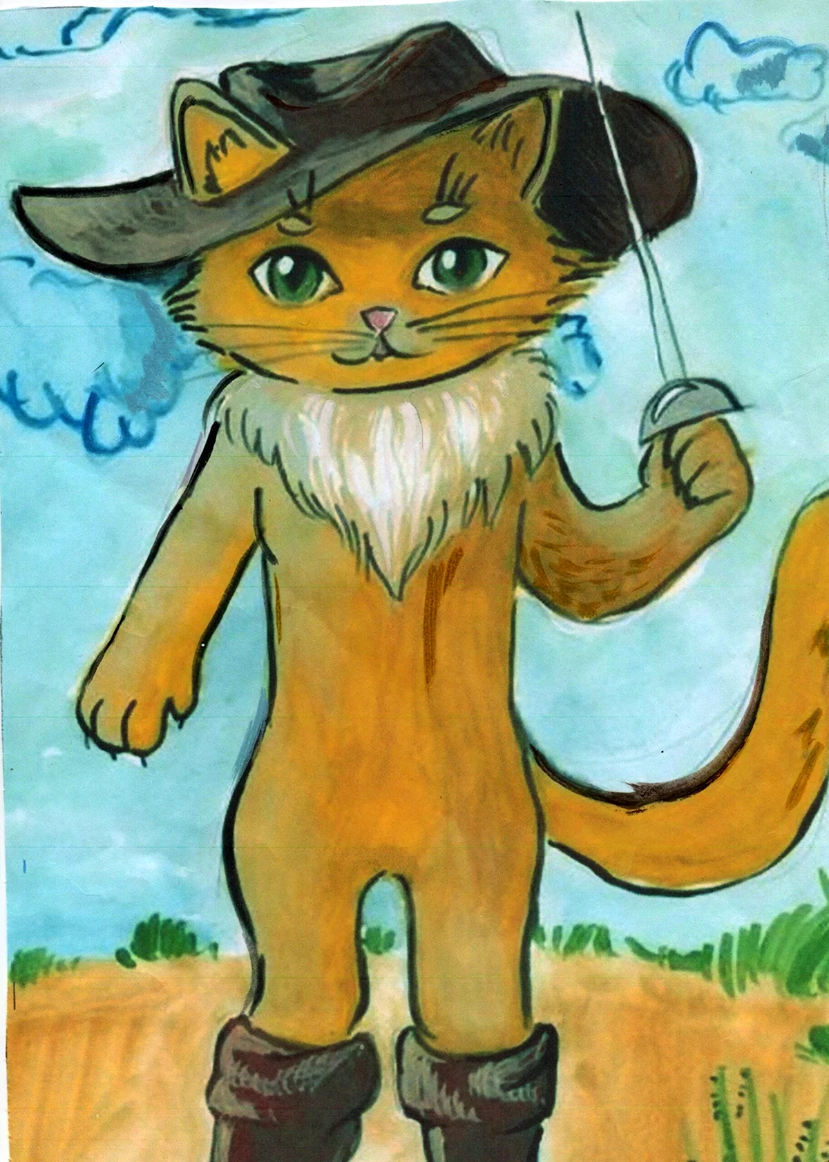 Кот в сапогах рисунок