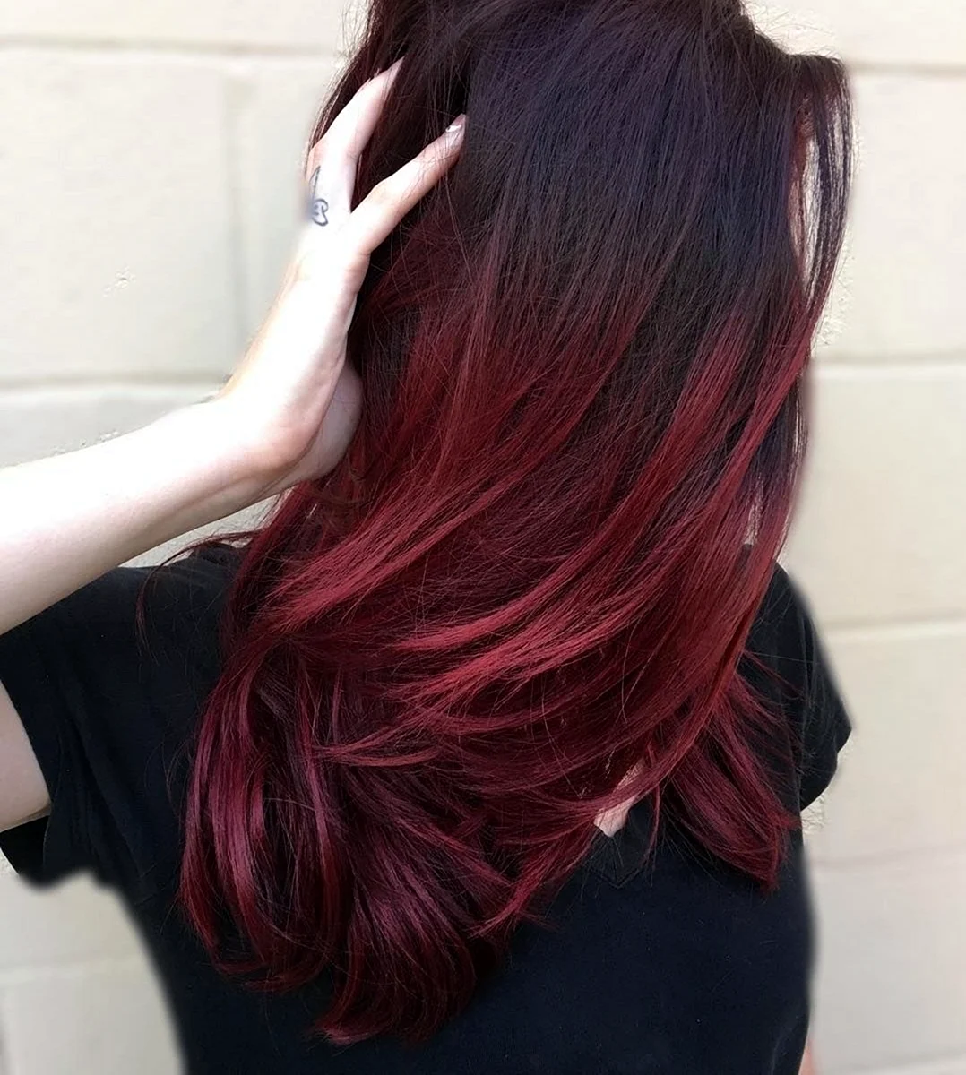 Красный цвет волос на темные волосы