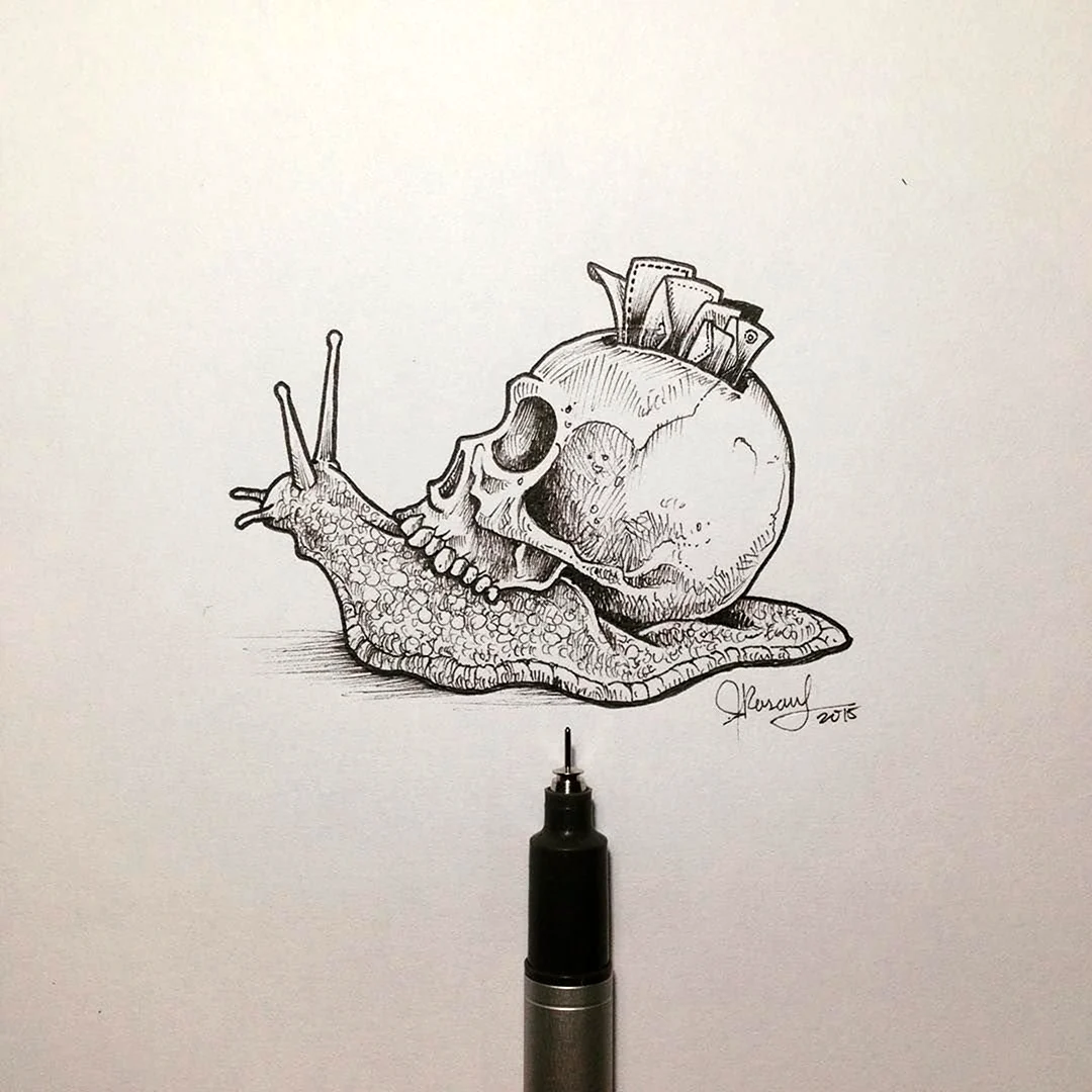Скетчи черной ручкой