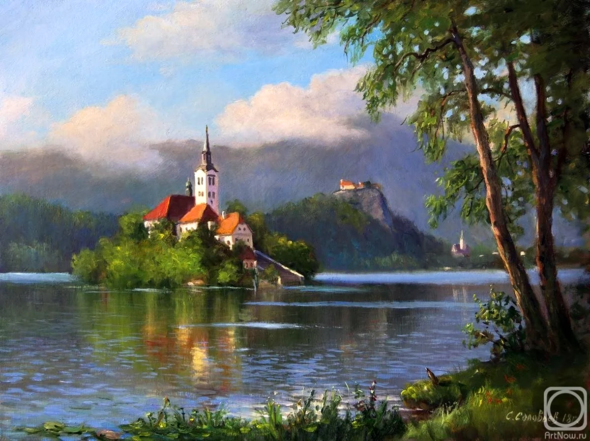 Соловьев картина озеро Блед