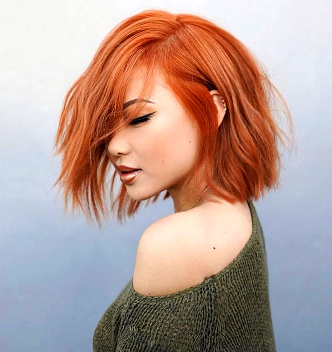 Стрижка Lob long-Bob рыжие волосы