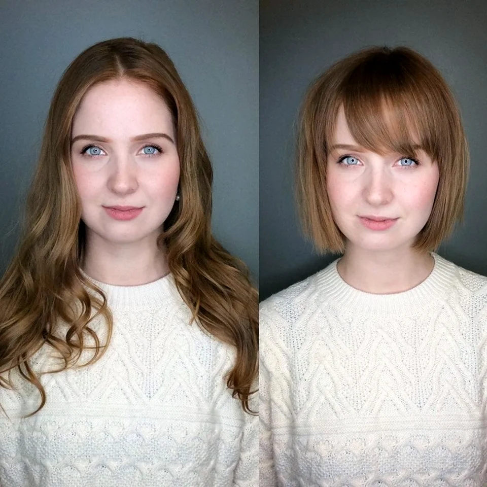 До и после стрижки длинных волос
