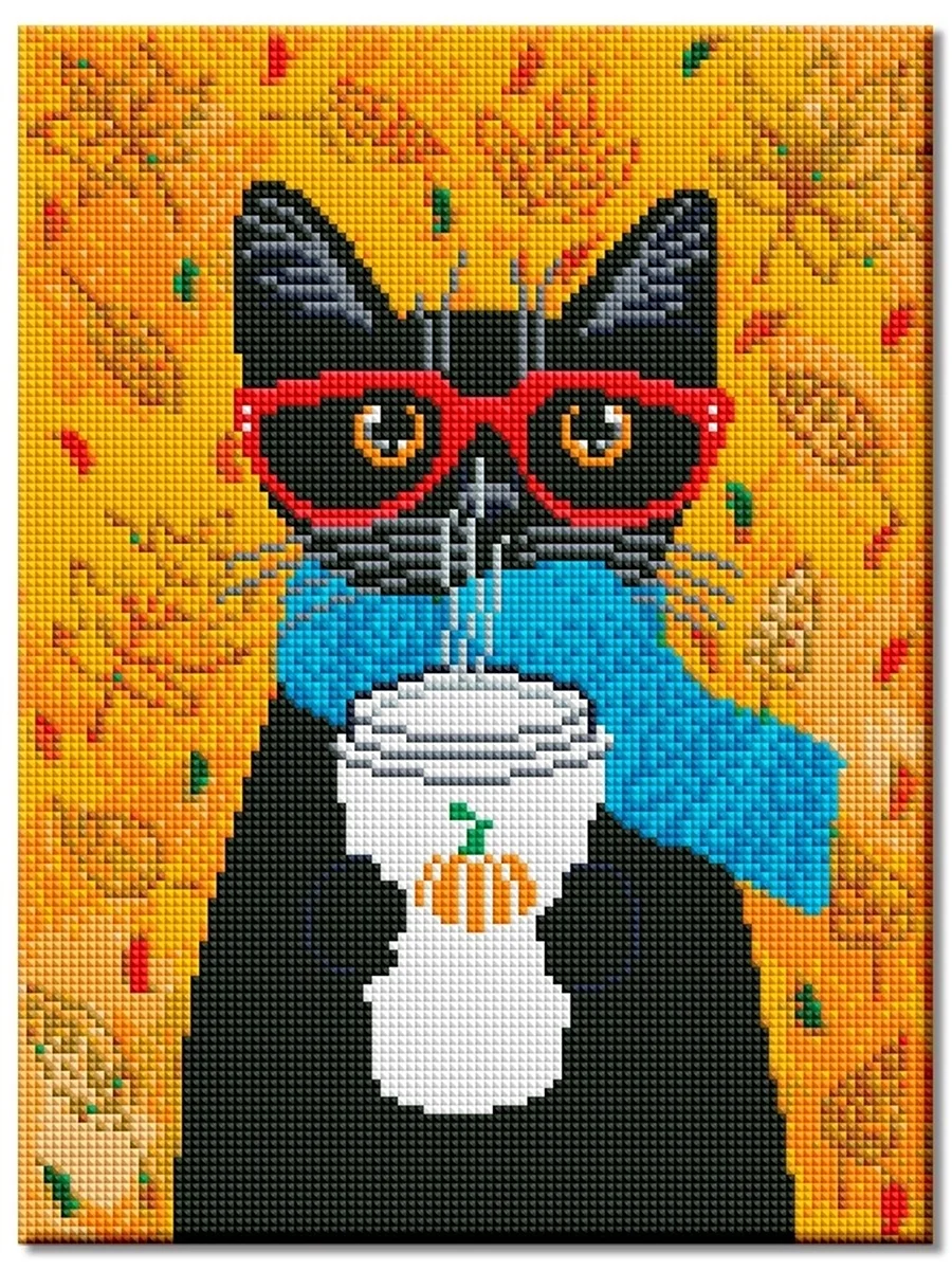 Вышивка Coffee с котом