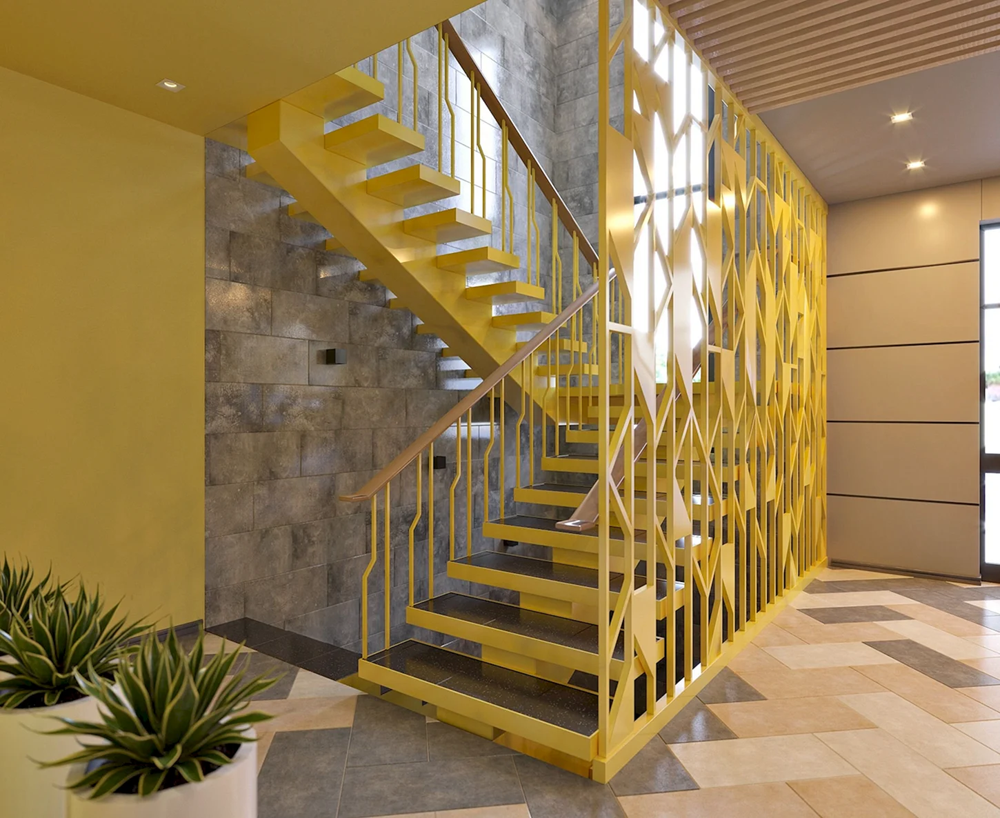 Лестница желтого цвета