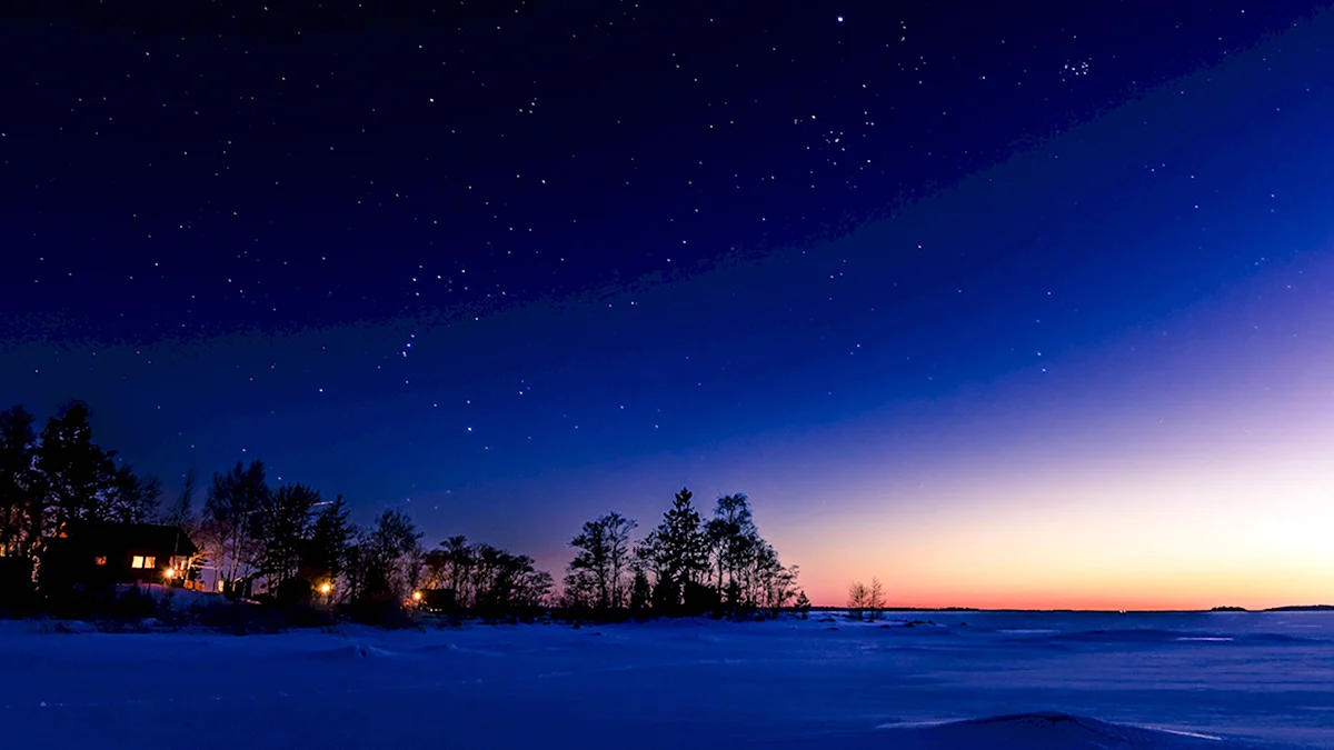 Красивое звездное небо зимой