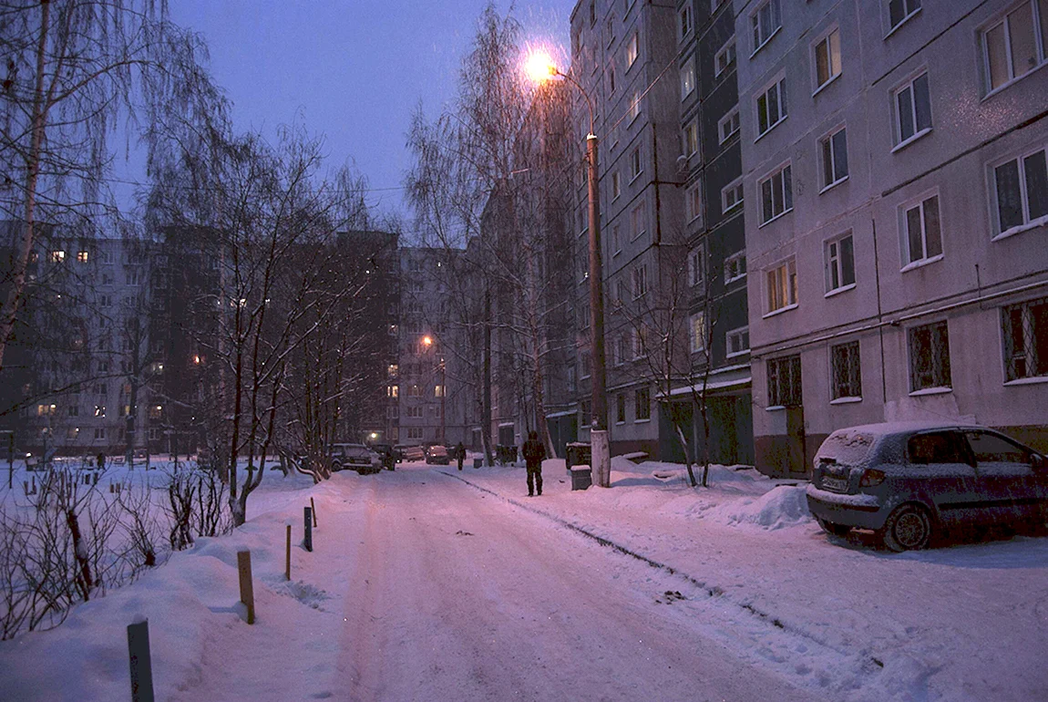 Зимние хрущевки ночью
